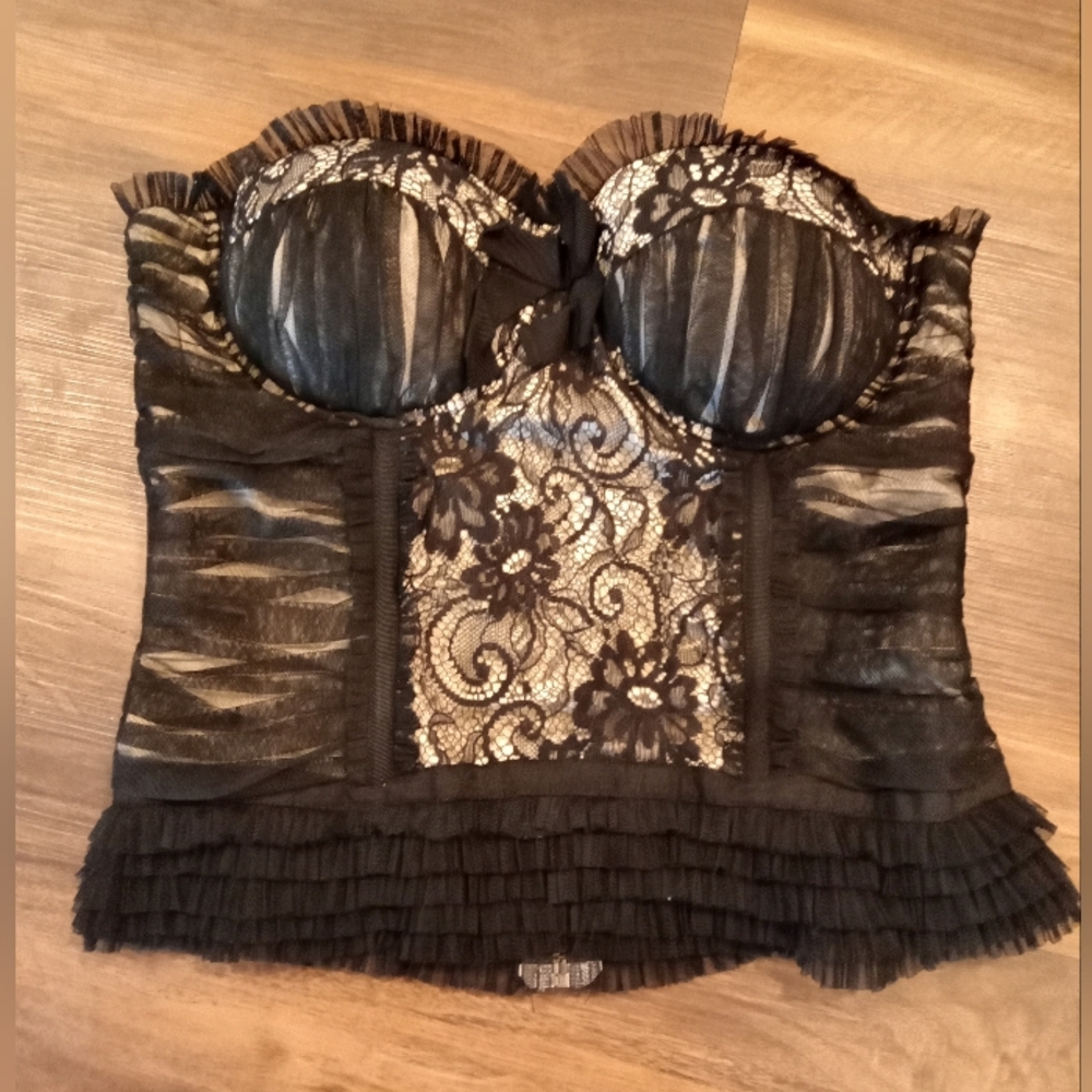 Vintage Forever 21 Black Lace Corset Top Size Medium